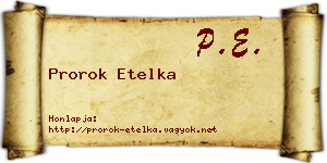 Prorok Etelka névjegykártya